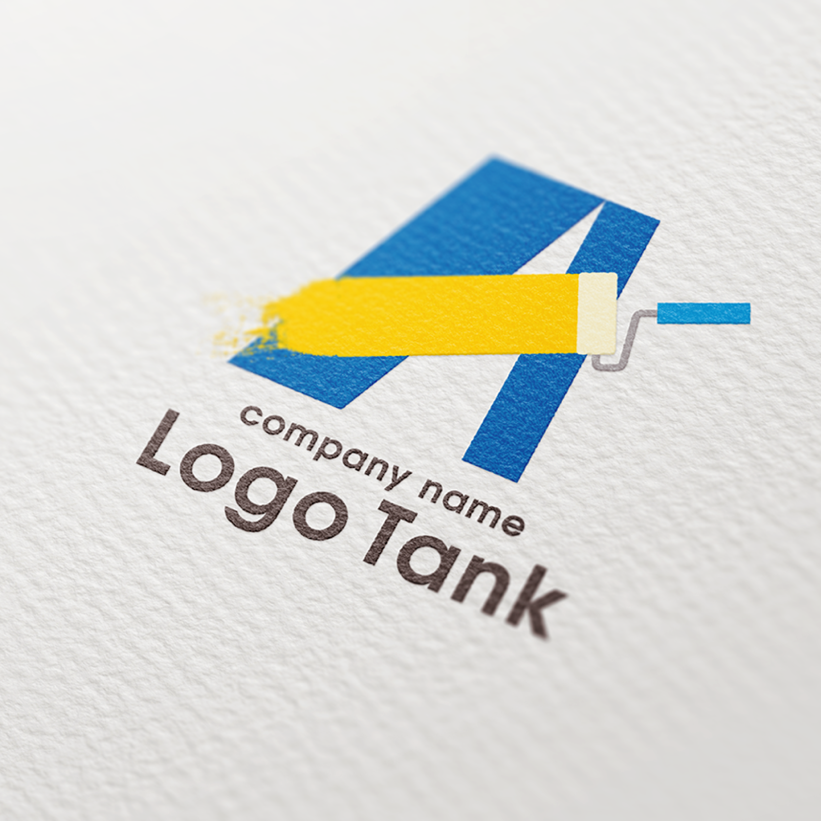 ペンキローラーのAのロゴ A / アルファベット / ペンキ / 塗装 / ローラー / ブルー / イエロー /,ロゴタンク,ロゴ,ロゴマーク,作成,制作