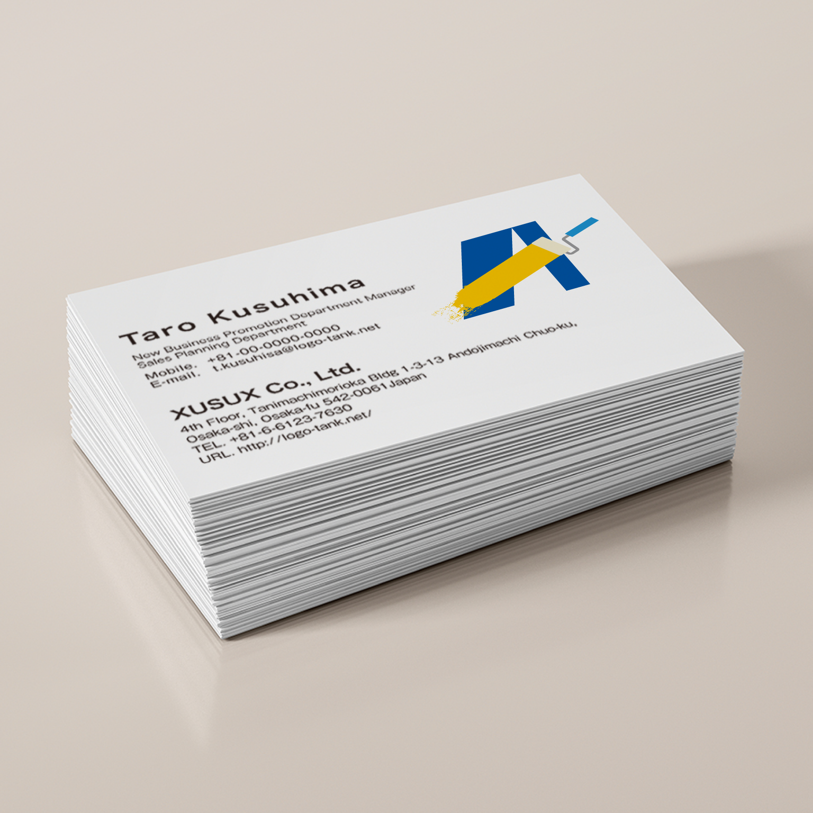 ペンキローラーのAのロゴ A / アルファベット / ペンキ / 塗装 / ローラー / ブルー / イエロー /,ロゴタンク,ロゴ,ロゴマーク,作成,制作