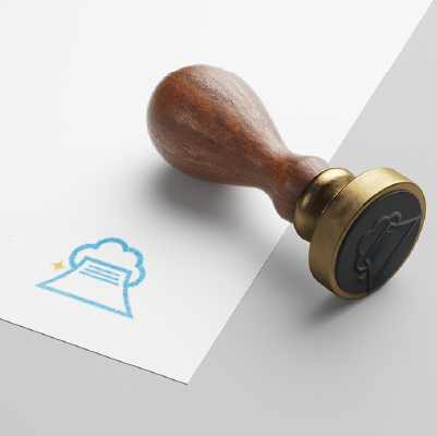 ゴム印・スタンプ作成 | 雲と書類をイメージしたロゴ