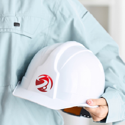 ヘルメット、ステッカー 作成 | 円形のSとAのロゴ