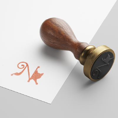 ゴム印・スタンプ作成 | 子猫のシルエットとアルファベットのNをモチーフにしたロゴ