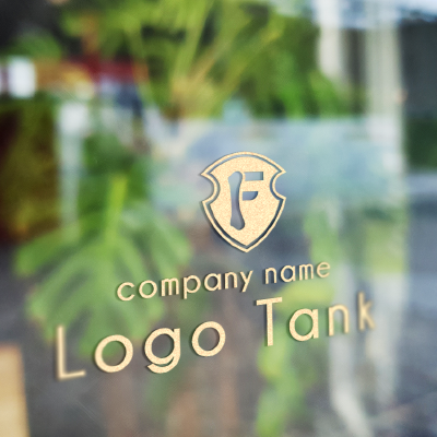 カッティングシート 作成 | 青い盾とFマークのロゴ