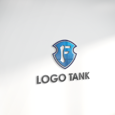 立体・カルプ看板 作成 | 青い盾とFマークのロゴ