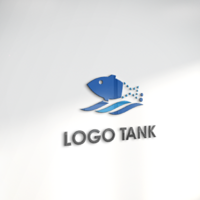 立体・カルプ看板 作成 | 青い魚と波のロゴ