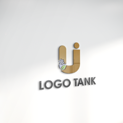 立体・カルプ看板 作成 | 茶色いU字型と花のロゴ