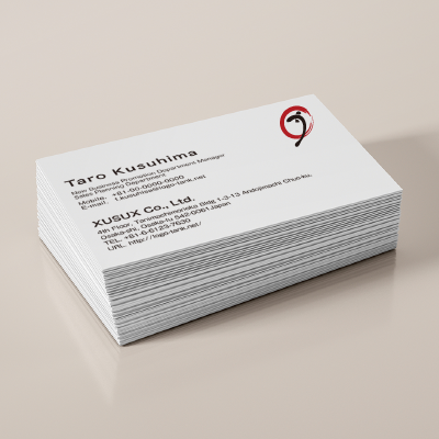 名刺・ショップカード 作成 | 赤い円とうなぎのロゴ