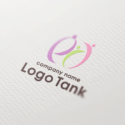 紫と緑の曲線ロゴ