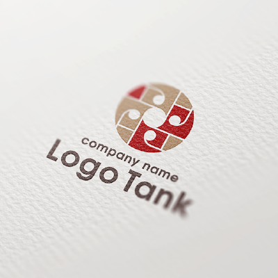 赤とベージュの和模様ロゴ