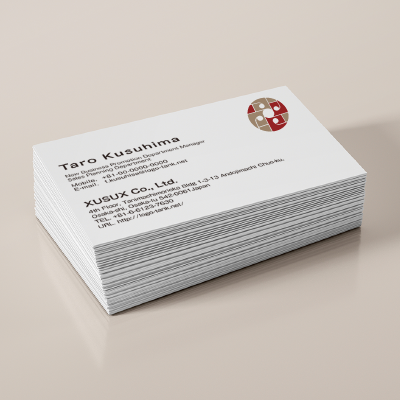 名刺・ショップカード 作成 | 赤とベージュの和模様ロゴ