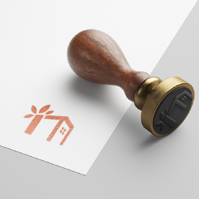 ゴム印・スタンプ作成 | 葉のある家ロゴ