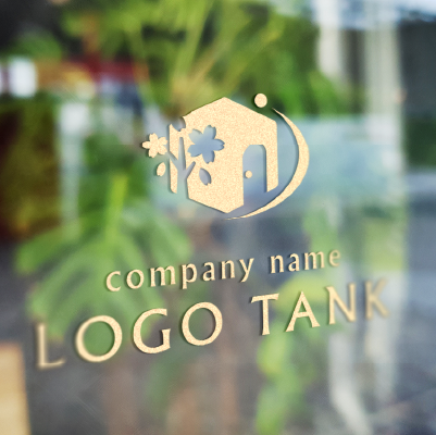 カッティングシート作成 | 建物と桜の木をイメージしたロゴ