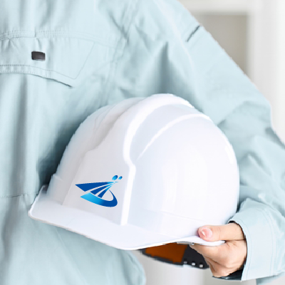 ヘルメット、ステッカー 作成 | 未来へ進むブルーのロゴ