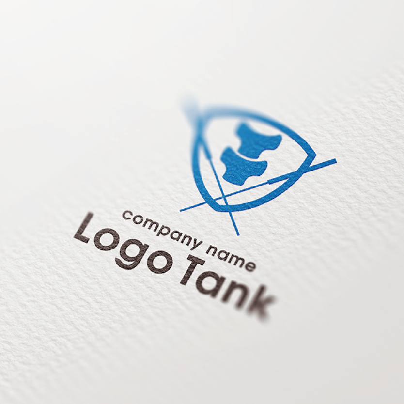 鍼灸をイメージしたロゴ 盾/剣/鍼灸/接骨/鍼/シンプル/クール/青/守/健康/クラシック/モダン/清潔/爽やか/信頼/ /,ロゴタンク,ロゴ,ロゴマーク,作成,制作