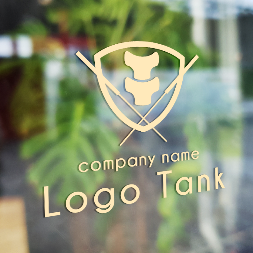 鍼灸をイメージしたロゴ 盾/剣/鍼灸/接骨/鍼/シンプル/クール/青/守/健康/クラシック/モダン/清潔/爽やか/信頼/ /,ロゴタンク,ロゴ,ロゴマーク,作成,制作