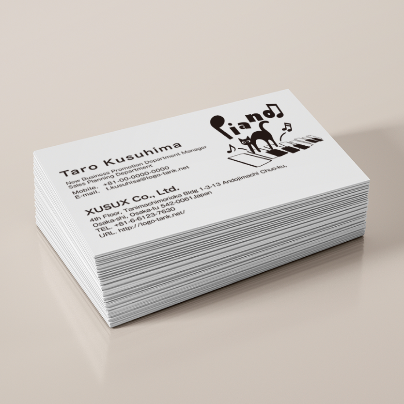 ピアノ教室のロゴ 猫/音符/鍵盤/ピアノ/モノクロ/ポップ/キュート/スクール/ショップ/ /,ロゴタンク,ロゴ,ロゴマーク,作成,制作