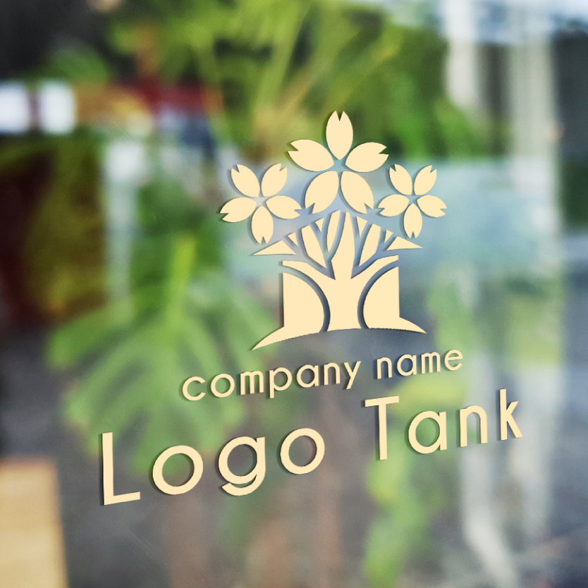 家と桜の樹のロゴ 家/住宅/建物/桜/樹/シンプル/温かさ/不動産/建築/ケアハウス/ナチュラル/花/ /,ロゴタンク,ロゴ,ロゴマーク,作成,制作