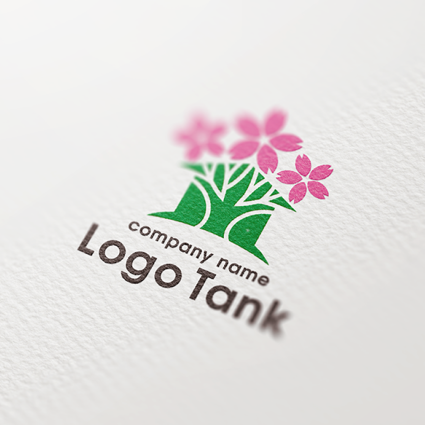 家と桜の樹のロゴ 家/住宅/建物/桜/樹/シンプル/温かさ/不動産/建築/ケアハウス/ナチュラル/花/ /,ロゴタンク,ロゴ,ロゴマーク,作成,制作