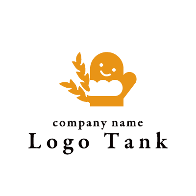 小麦と笑顔のミトン・ふわふわの雲のようなパンをイメージしたロゴ