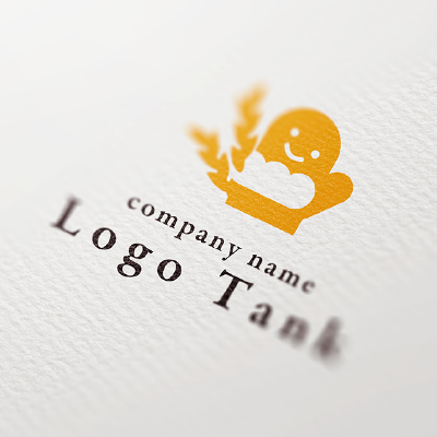 小麦と笑顔のミトン・ふわふわの雲のようなパンをイメージしたロゴ