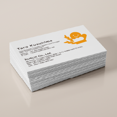 名刺・ショップカード作成 | 小麦と笑顔のミトン・ふわふわの雲のようなパンをイメージしたロゴ