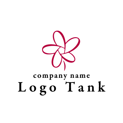 レトロなイメージの赤い花のロゴ