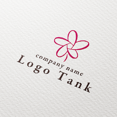 レトロなイメージの赤い花のロゴ