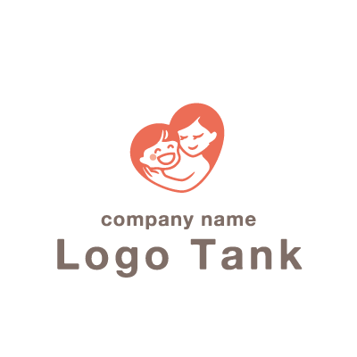 ハートの中にいるママと子ども