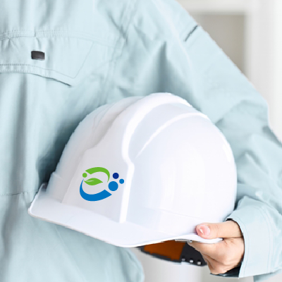 ヘルメット、ステッカー 作成 | Eとエコのロゴ