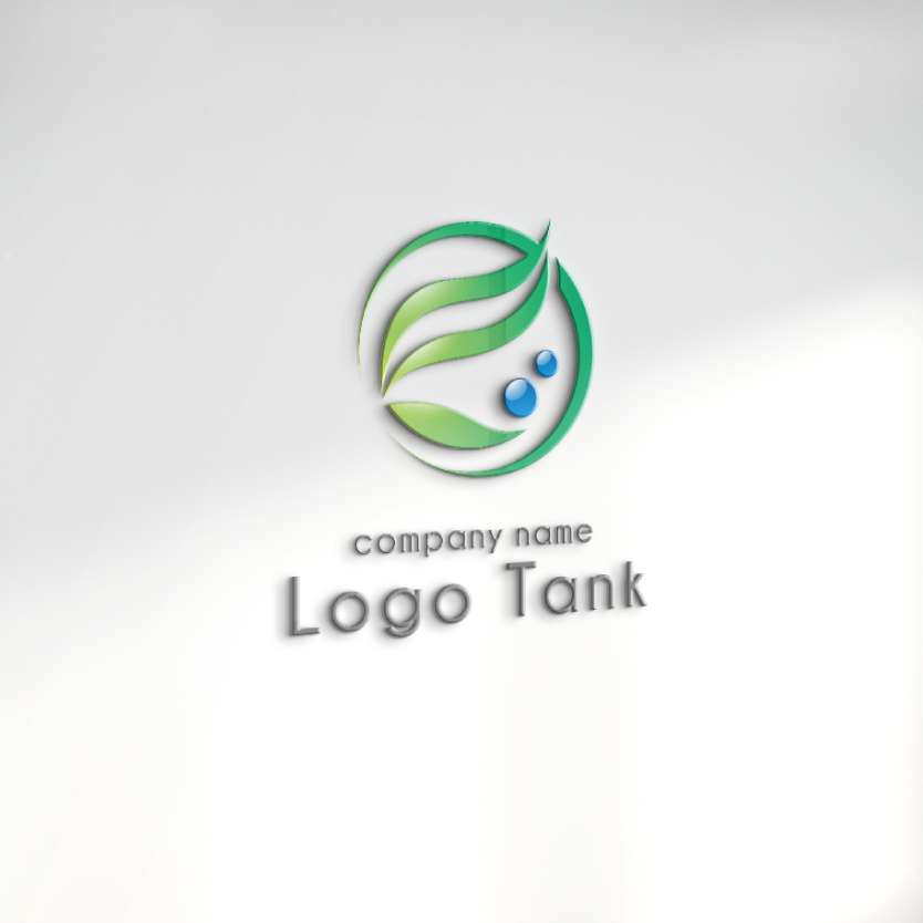 葉、水をモチーフにした、ナチュラルな印象のロゴ