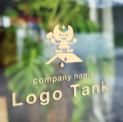 カッティングシート作成 | 工具を擬人化した屋根修理をイメージしたロゴ