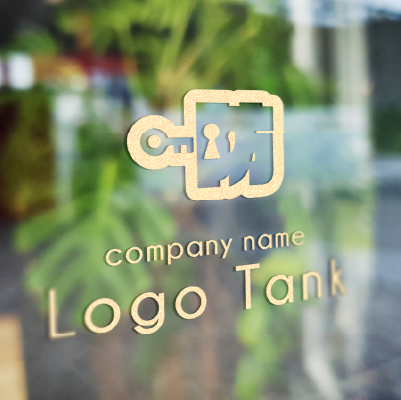 カッティングシート作成 | 「防」の文字と鍵・鍵穴をモチーフにしたロゴ