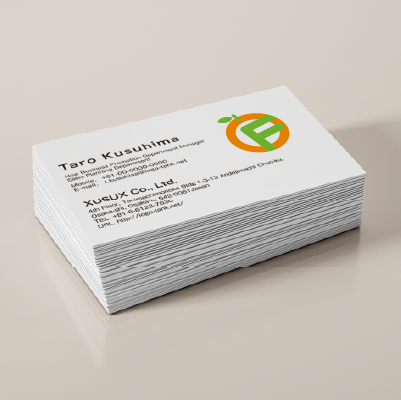 名刺・ショップカード作成 | アルファベットのFと果実をイメージしたロゴ