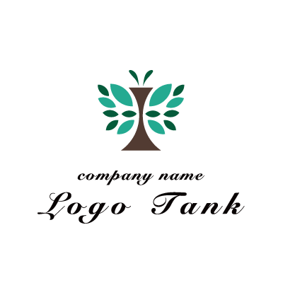 アルファベットのIと樹木・蝶のイメージをモチーフにしたロゴ