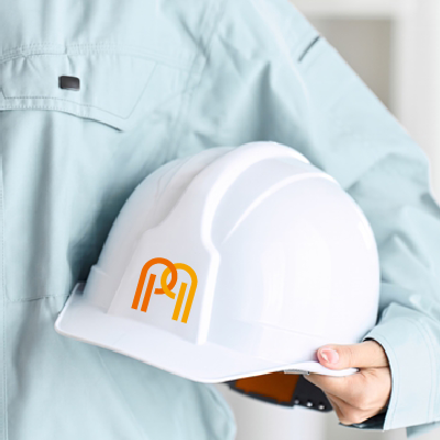 ヘルメット、ステッカー 作成 | Mと繋がりのロゴ