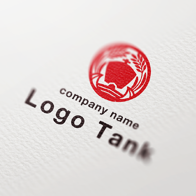 海と船・稲穂をモチーフに輸送をイメージした家紋風のロゴ