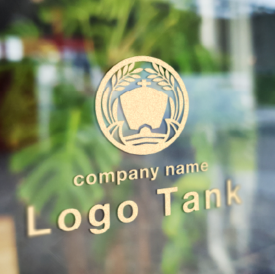 カッティングシート作成 | 海と船・稲穂をモチーフに輸送をイメージした家紋風のロゴ