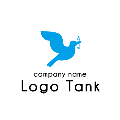 青い鳥と鉛筆のロゴ