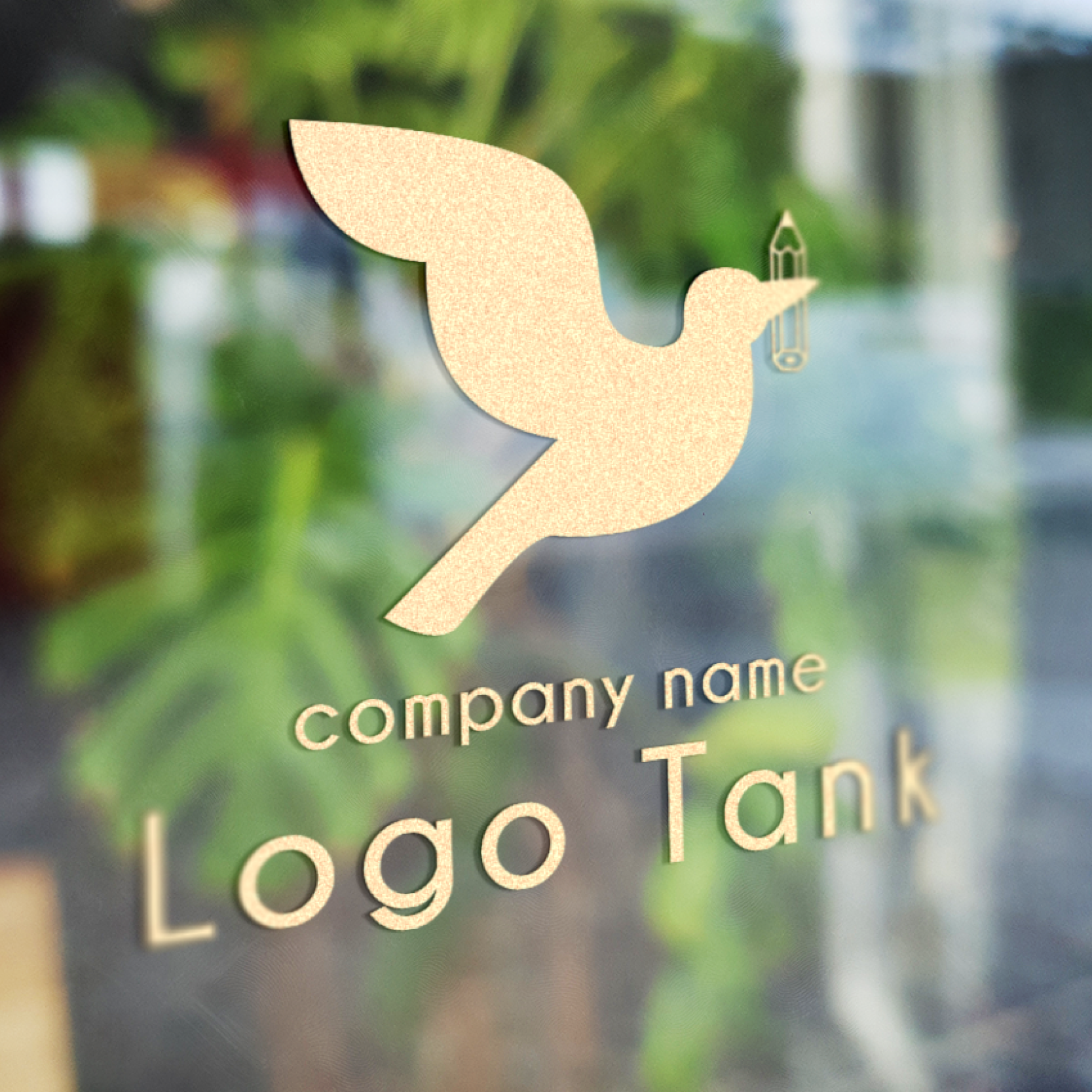 青い鳥と鉛筆のロゴ 鳥 / 鉛筆 / 勉強 / 飛翔 / 上昇 / 幸運 / 青 /,ロゴタンク,ロゴ,ロゴマーク,作成,制作