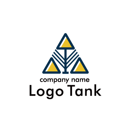 青い三角形に円が入ったロゴ