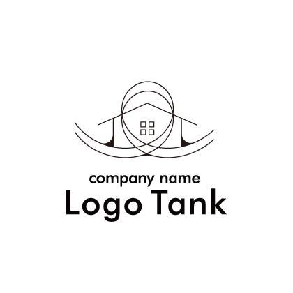 交差する曲線が家の形を描きのロゴ