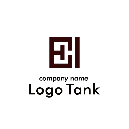 正方形の中に左右に分かれた文字風デザイン