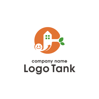 家と笑顔を組み合わせロゴ