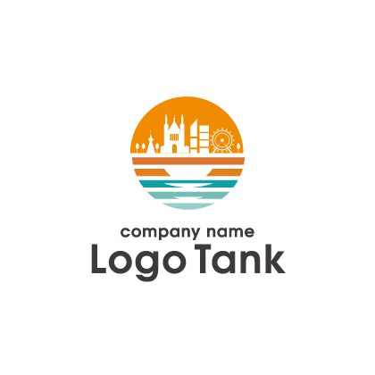 水面に映る建物が印象的なロゴ