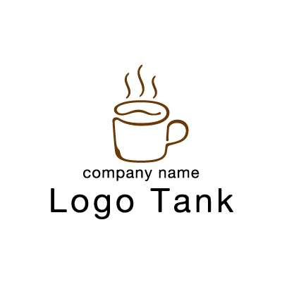 コーヒー豆とマグカップを組み合わせたロゴ