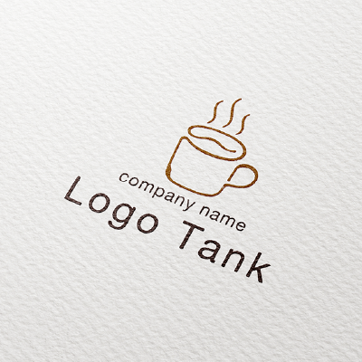 コーヒー豆とマグカップを組み合わせたロゴ