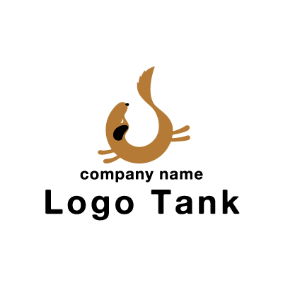 よろこんで飛び跳ねている犬のロゴ