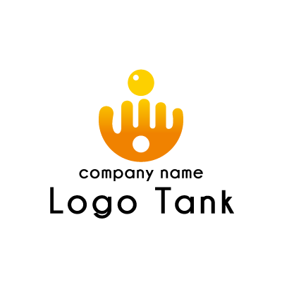 手のひらと球体のロゴ