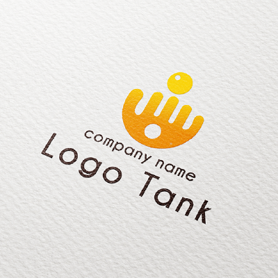 手のひらと球体のロゴ