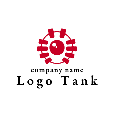 球体を両手で握りしめるロゴ