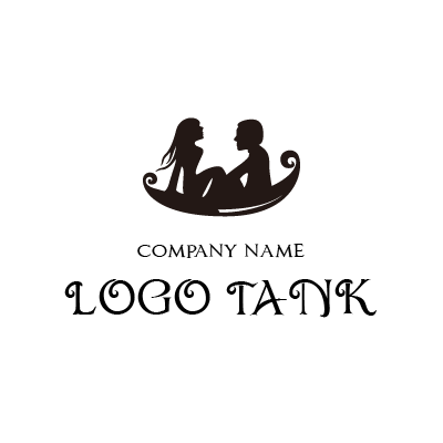 カップルがボートに乗っているロゴマーク ロゴタンク 企業 店舗ロゴ シンボルマーク格安作成販売